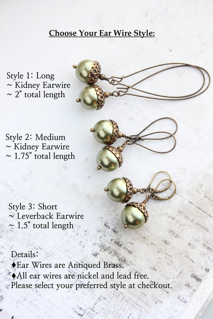 Pearl Acorn Earrings | Matte Blackberry