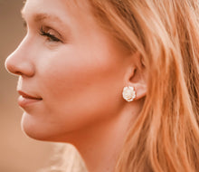Load image into Gallery viewer, Cream Rose Earrings | Surgical Steel Posts | Flower Studs