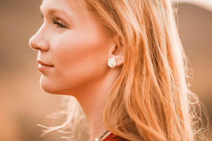 Cream Rose Earrings | Surgical Steel Posts | Flower Studs