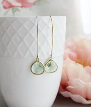 Load image into Gallery viewer, Spring Green Glass Earrings | Crysolite Green