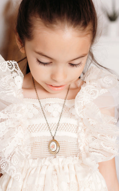 Pink Rose Cameo Locket Necklace
