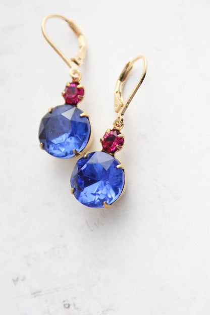 Sapphire Blue Glass Earrings