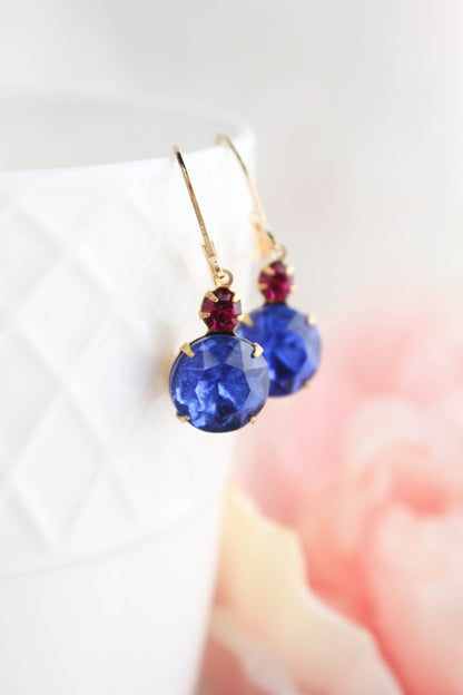 Sapphire Blue Glass Earrings
