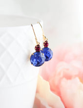 Load image into Gallery viewer, Sapphire Blue Glass Earrings