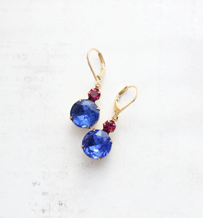 Sapphire Blue Glass Earrings