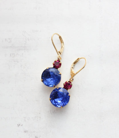 Sapphire Blue Glass Earrings
