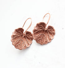 Load image into Gallery viewer, Geranium Leaf Earrings | Mint Patina Copper