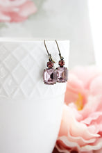 Load image into Gallery viewer, Dusty Rose Pink Glass Earrings | Vintage Glass