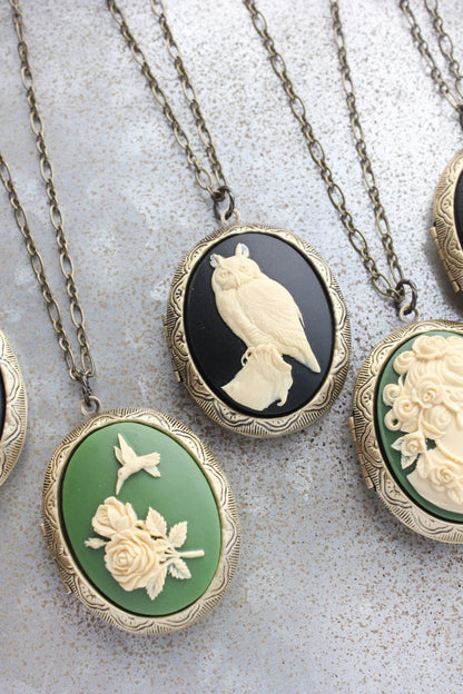 Big Locket Necklace | Owl Pendant Necklace