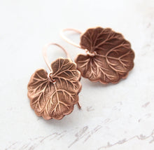Load image into Gallery viewer, Geranium Leaf Earrings | Mint Patina Copper