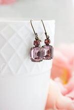 Load image into Gallery viewer, Dusty Rose Pink Glass Earrings | Vintage Glass