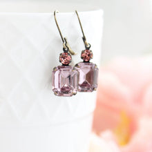 Load image into Gallery viewer, Dusty Rose Pink Glass Earrings | Vintage Glass