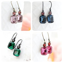 Load image into Gallery viewer, Deep Rose Pink Glass Earrings (4 Color Options)