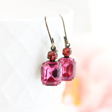 Load image into Gallery viewer, Deep Rose Pink Glass Earrings (4 Color Options)