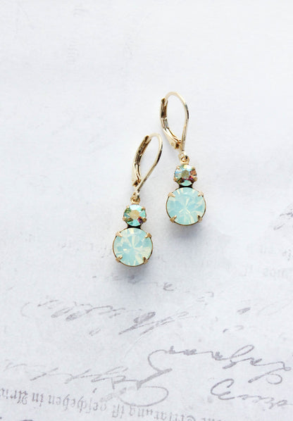 Little Aqua Mint Glass Drop Earrings | Chrysolite Opal