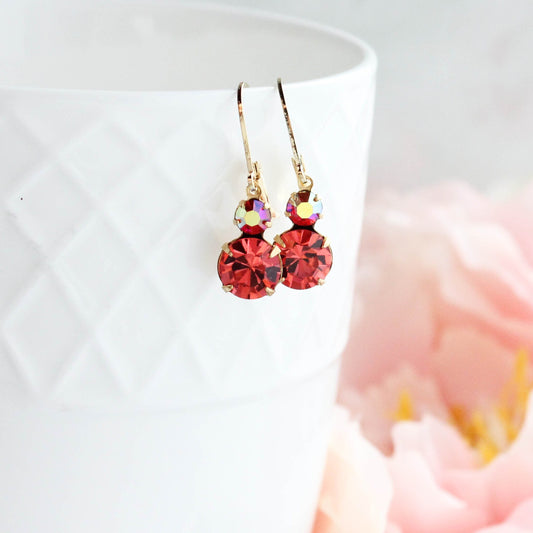 Little Coral Glass Drop Earrings | Vintage Glass