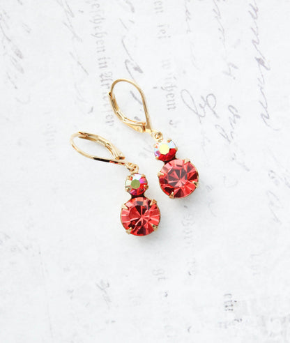 Little Coral Glass Drop Earrings | Vintage Glass