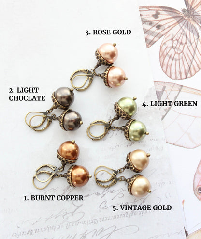 Burnt Copper Acorn Earrings
