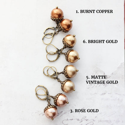 Burnt Copper Acorn Earrings