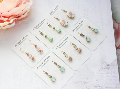 Little Aqua Mint Glass Drop Earrings | Chrysolite Opal