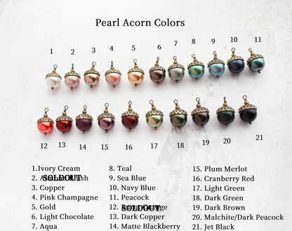Pearl Acorn Earrings | Matte Blackberry