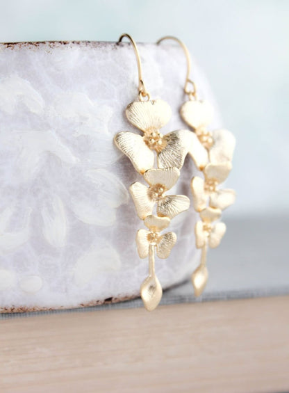 Gold Orchid Necklace | Floral Jewelry