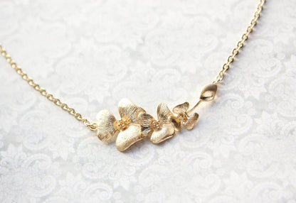 Gold Orchid Necklace | Floral Jewelry