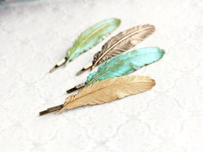 Feather Bobby Pin | Gold Brass Feather Hair Pin