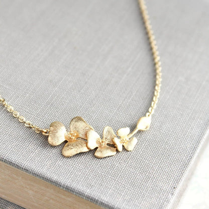 Gold Orchid Necklace | Floral Jewelry