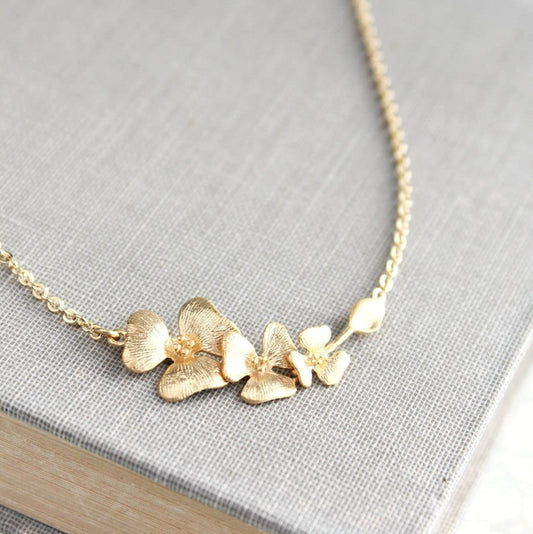 Gold Orchid Necklace | Floral Jewelry
