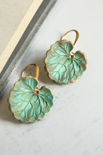 Load image into Gallery viewer, Green Leaf Earrings