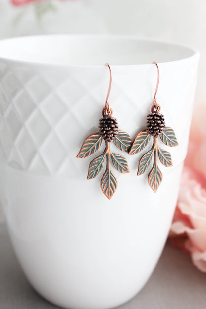 Branch and Pine Cone Earrings