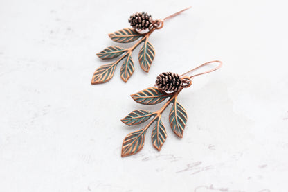 Branch and Pine Cone Earrings