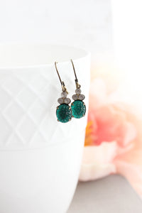 Bumpy Glass Earrings - Emerald Green