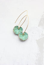 Load image into Gallery viewer, Verdigris Leaf Earrings