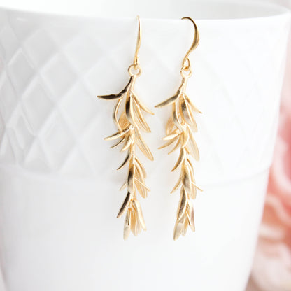 Rosemary Branch Earrings - Matte Silver