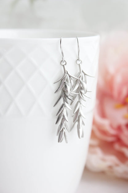 Rosemary Branch Earrings - Matte Gold