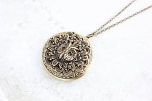 Load image into Gallery viewer, Owl Locket Necklace -Antiqued Gold