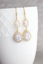 Load image into Gallery viewer, Rose Gold Sparkly Bridal Earrings