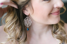 Load image into Gallery viewer, Rose Gold Filigree Earrings (14 Pearl Colors)