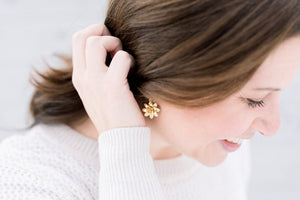 Lotus Flower Earrings - Matte Silver
