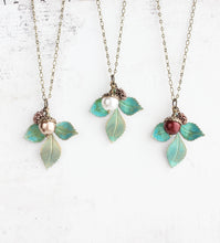 Load image into Gallery viewer, Nature Charm Necklace - Verdigris (20 Pearl Colors)