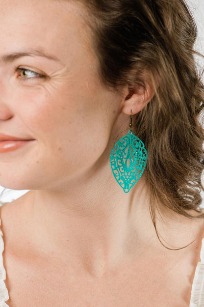 French Aqua Filigree Earrings