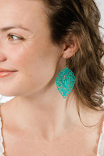 Load image into Gallery viewer, French Aqua Filigree Earrings