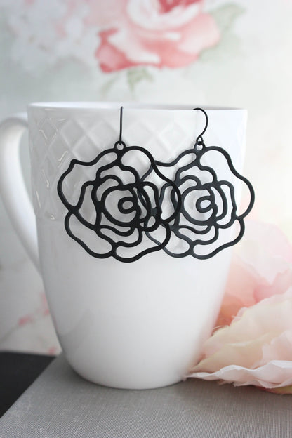 Rose Filigree Earrings (3 Colors)