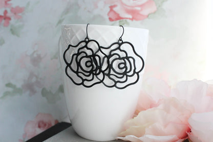 Rose Filigree Earrings (3 Colors)
