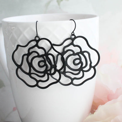 Rose Filigree Earrings (3 Colors)