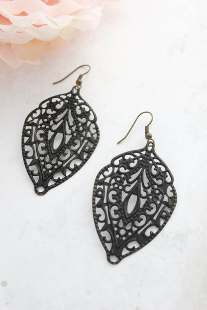 Big Filigree Earrings - Black