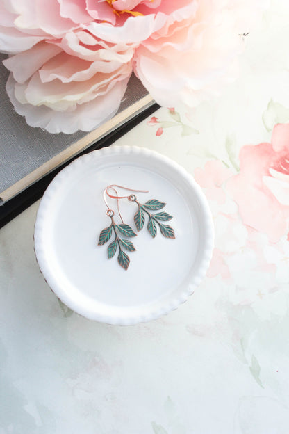 Mint Copper Acorn Earrings