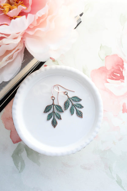 Mint Copper Acorn Earrings